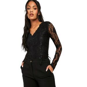 Boohoo Plus Nwot Black Lace Bodysuit Size 20